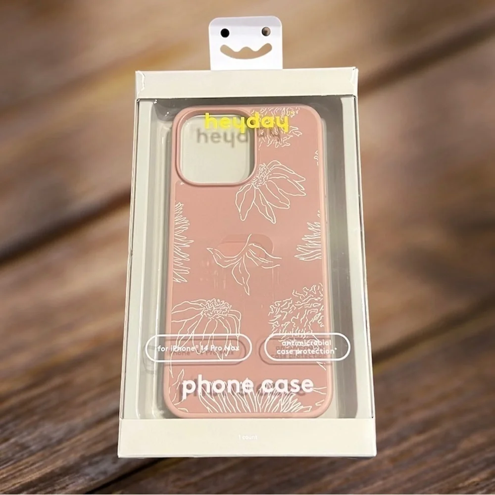Heyday Blush Pink & Silver Metallic Floral iPhone 12ProMax Antimicrobial Case